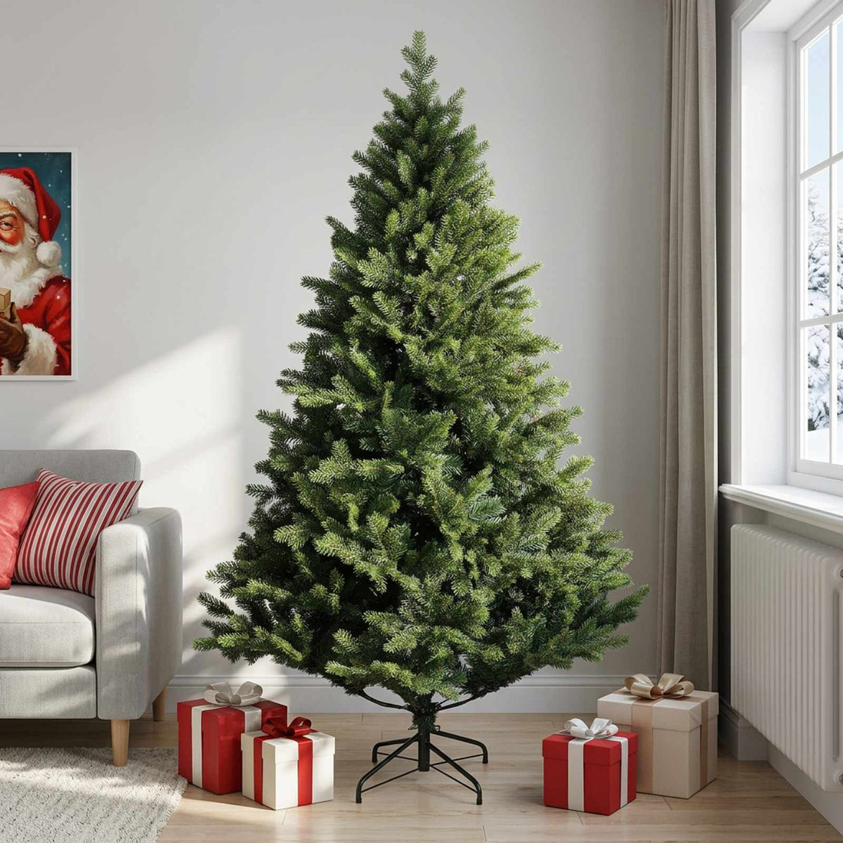 Artificial Hinged Christmas Tree 240 cm PVC and Metal Green