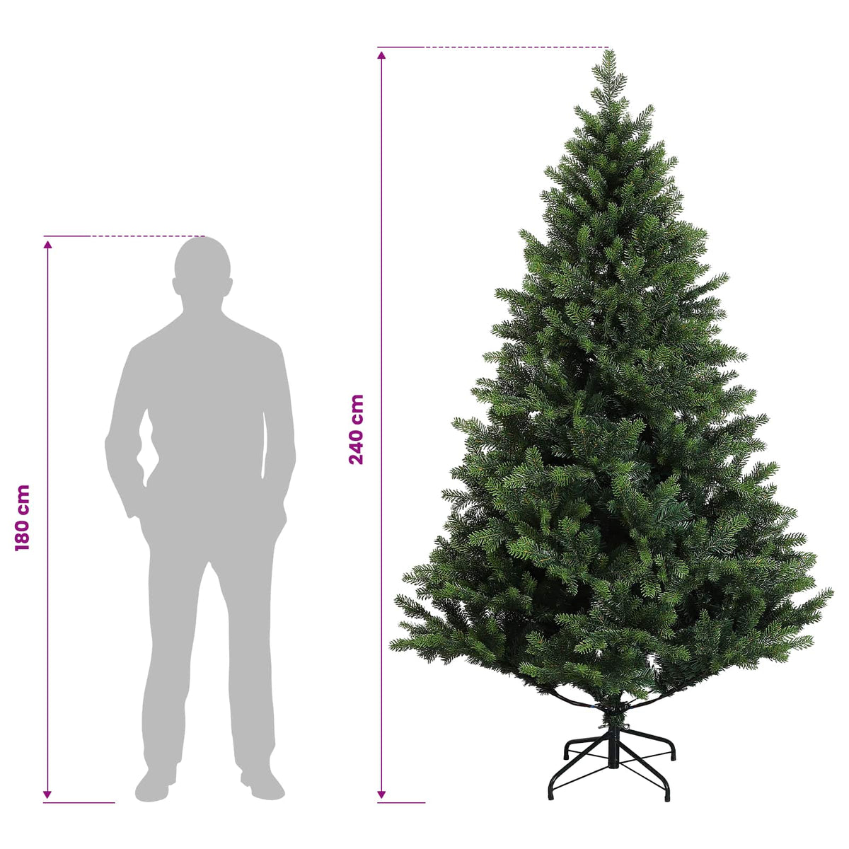 Artificial Hinged Christmas Tree 240 cm PVC and Metal Green