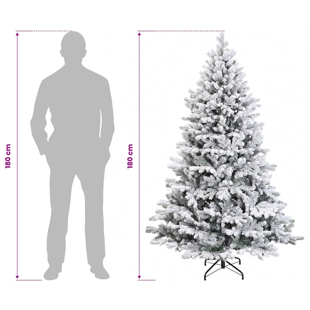 Artificial Hinged Christmas Tree 180 cm PVC and Metal