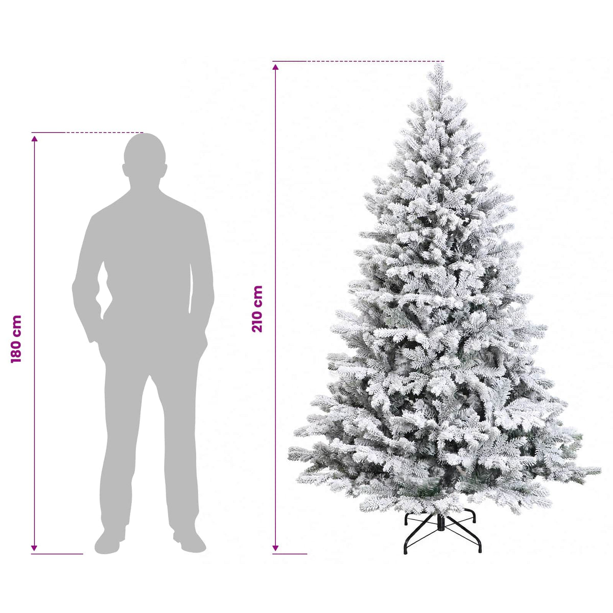 Artificial Hinged Christmas Tree 210 cm PVC and Metal