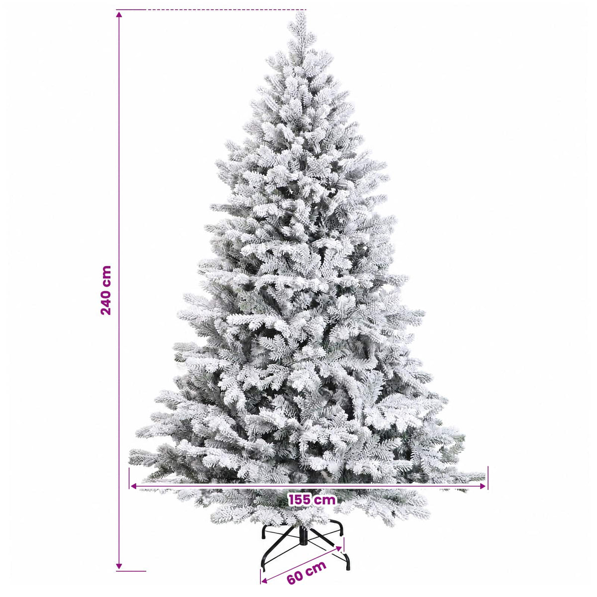 Artificial Hinged Christmas Tree 240 cm PVC and Metal