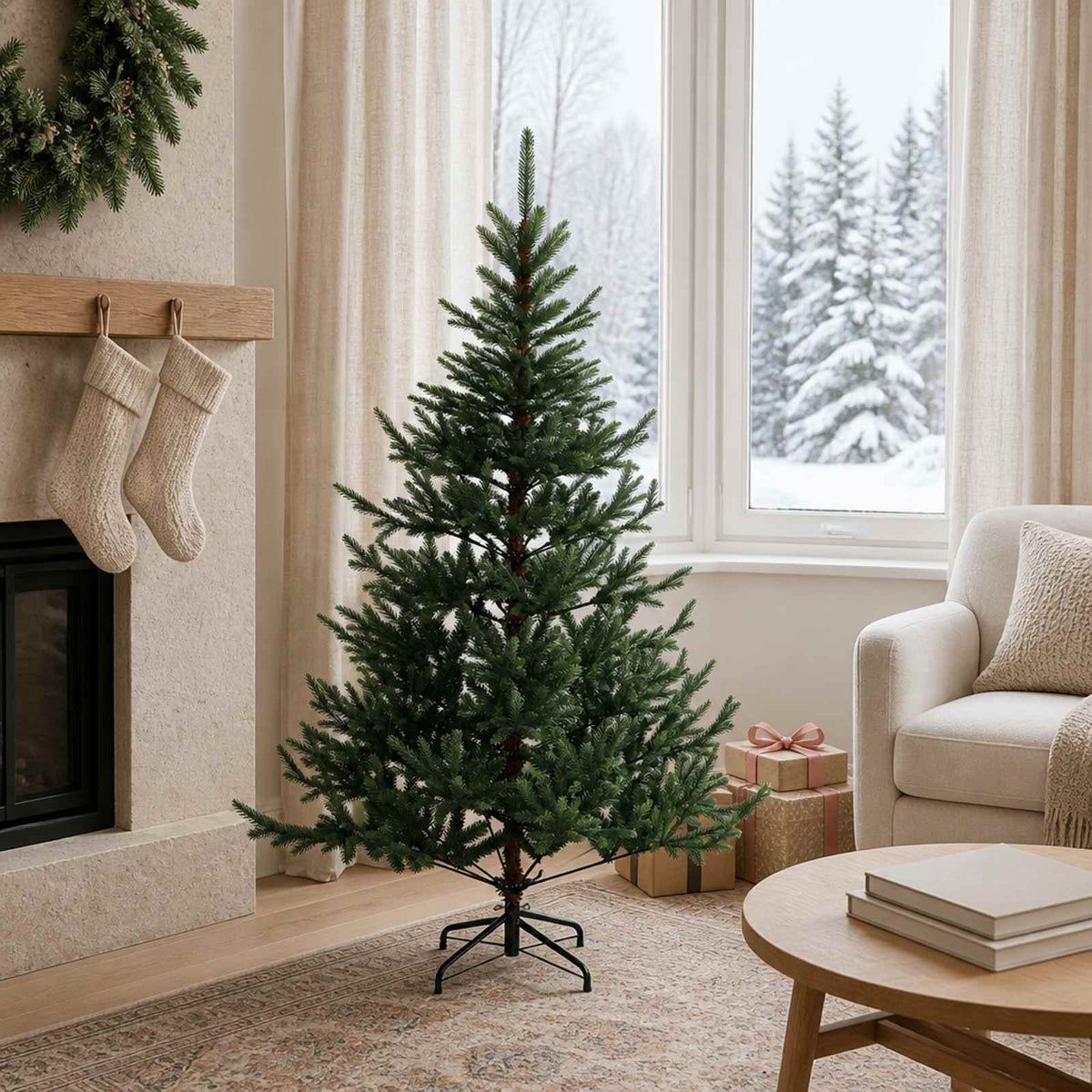 Artificial Hinged Christmas Tree 150 cm PVC and Metal Green