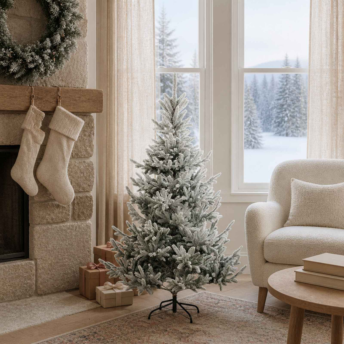 Artificial Hinged Christmas Tree 150 cm PVC and Metal