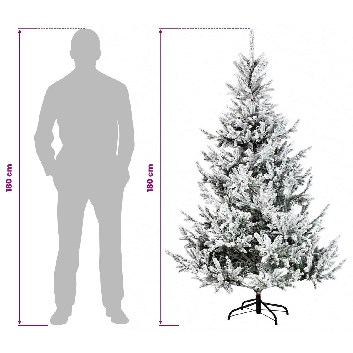 Artificial Hinged Christmas Tree 180 cm PVC and Metal