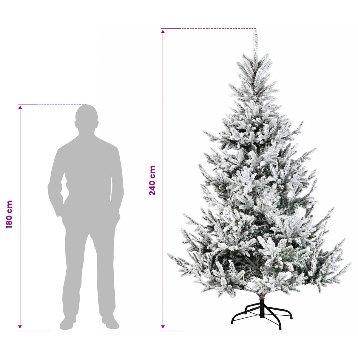 Artificial Hinged Christmas Tree 240 cm PVC and Metal