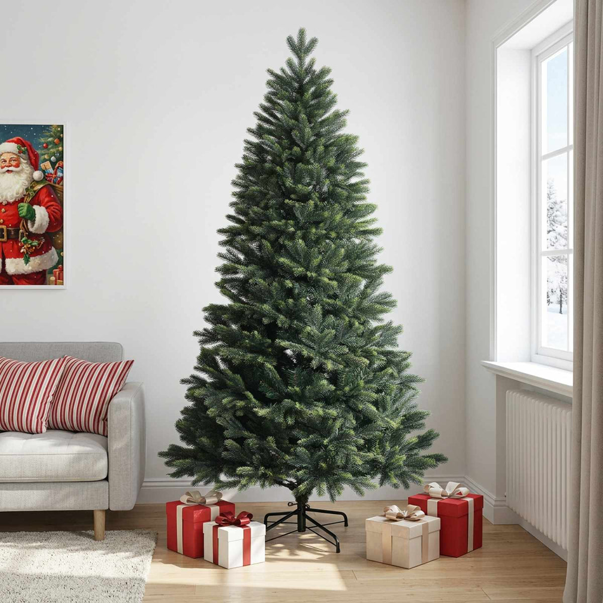 Artificial Hinged Christmas Tree 240 cm PVC and Metal Green