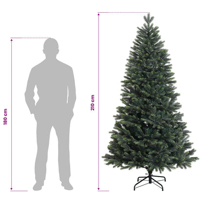 Artificial Hinged Christmas Tree 210 cm PVC and Metal Green