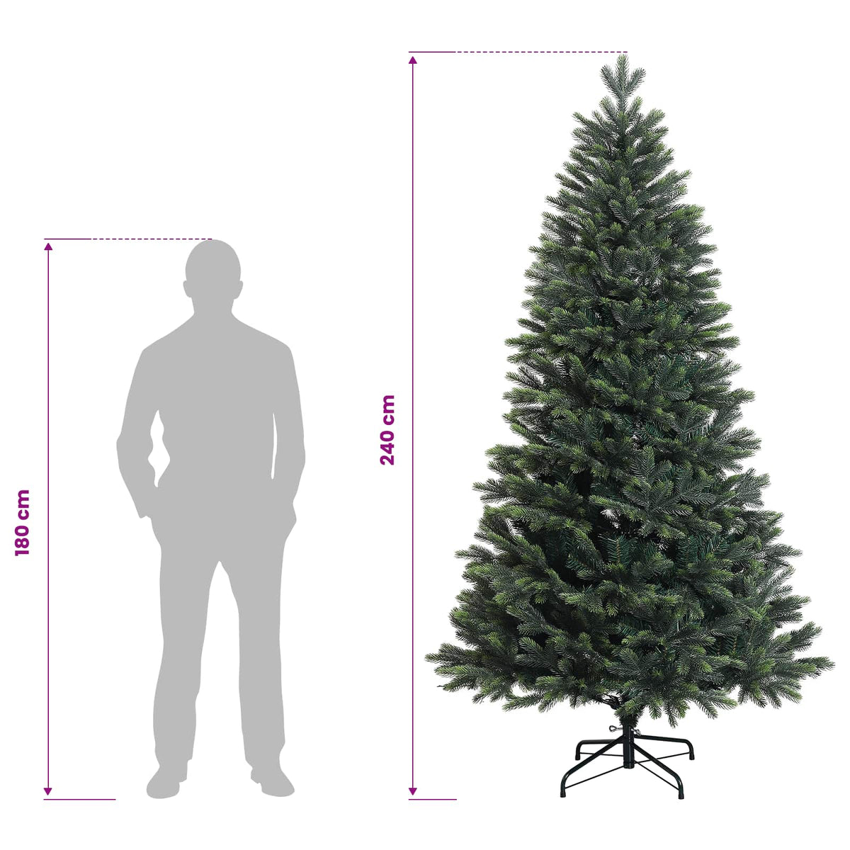 Artificial Hinged Christmas Tree 240 cm PVC and Metal Green