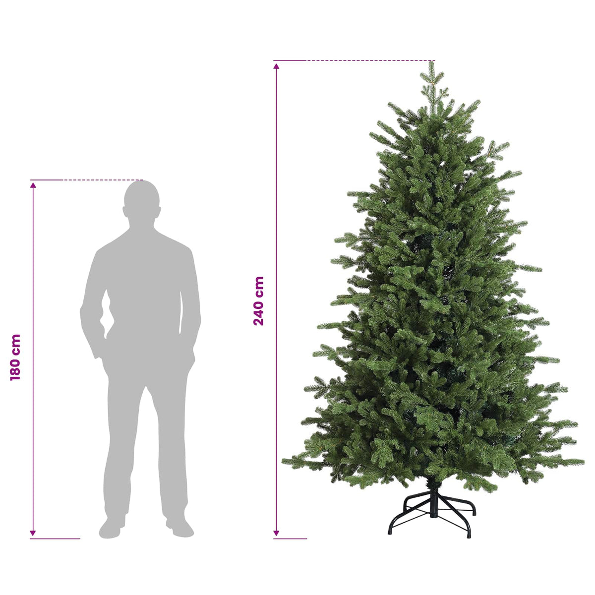 Artificial Hinged Christmas Tree 240 cm PVC and Metal Green