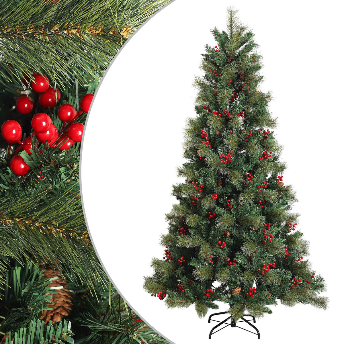 Artificial Hinged Christmas Tree 150 cm PVC and Metal Green