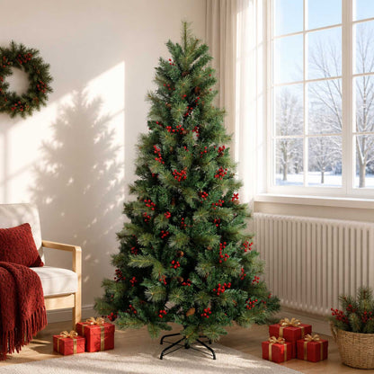 Artificial Hinged Christmas Tree 180 cm PVC and Metal Green