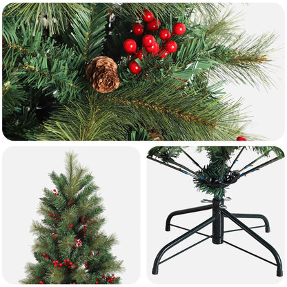Artificial Hinged Christmas Tree 180 cm PVC and Metal Green