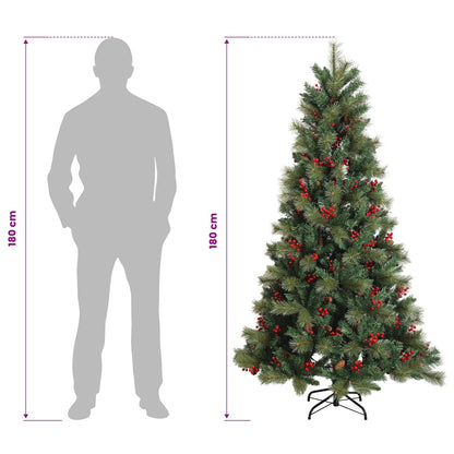 Artificial Hinged Christmas Tree 180 cm PVC and Metal Green