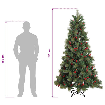 Artificial Hinged Christmas Tree 210 cm PVC and Metal Green