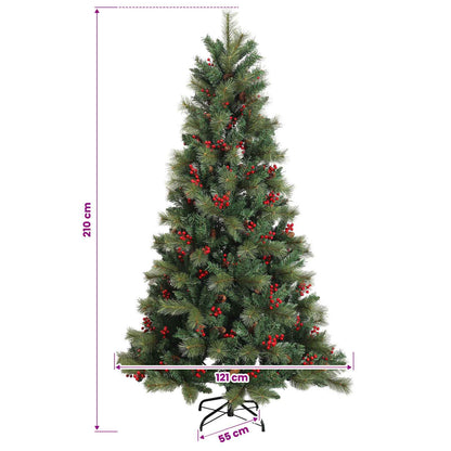 Artificial Hinged Christmas Tree 210 cm PVC and Metal Green