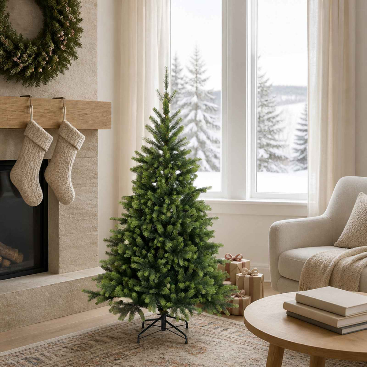 Artificial Hinged Christmas Tree 120 cm PVC and Metal Green