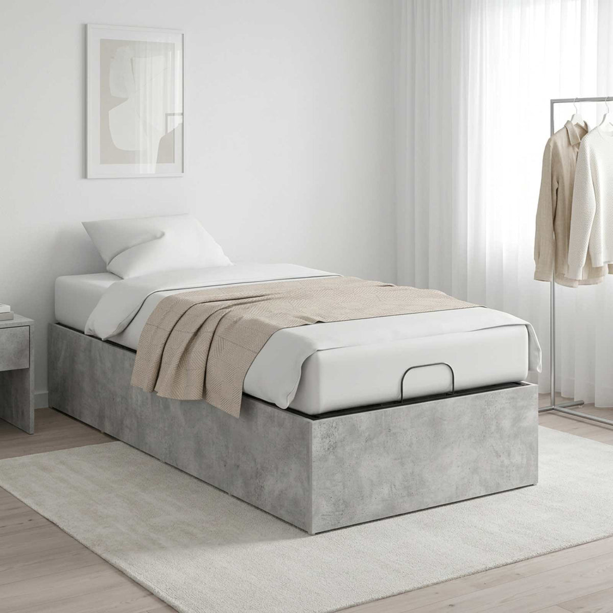 Bed Surround for Adjustable Bed Base Concrete Grey 100 x 190 cm