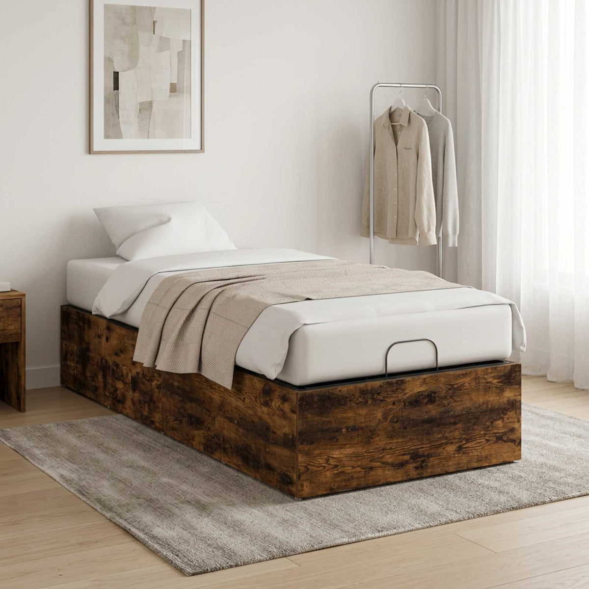 Bed Surround for Adjustable Bed Base Smoked Oak 80 x 200 cm