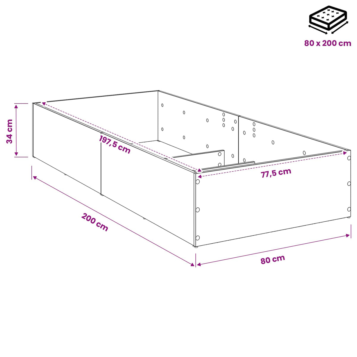 Bed Surround for Adjustable Bed Base Sonoma Oak 80 x 200 cm