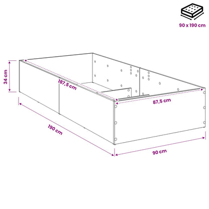 Bed Surround for Adjustable Bed Base Black Oak 90 x 190 cm