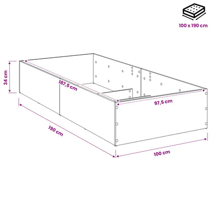 Bed Surround for Adjustable Bed Base Smoked Oak 100 x 190 cm