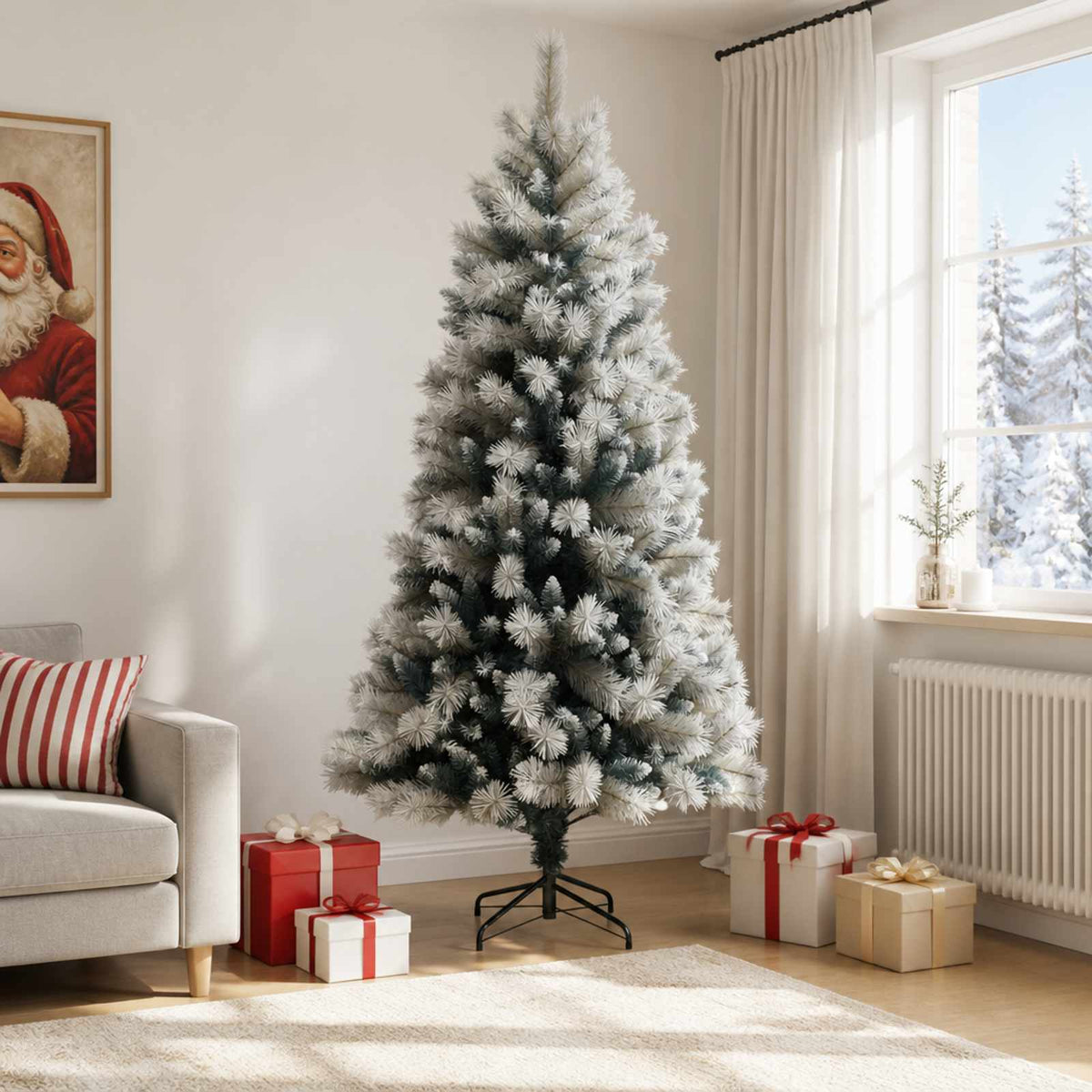 Artificial Hinged Christmas Tree 210 cm PVC and Metal