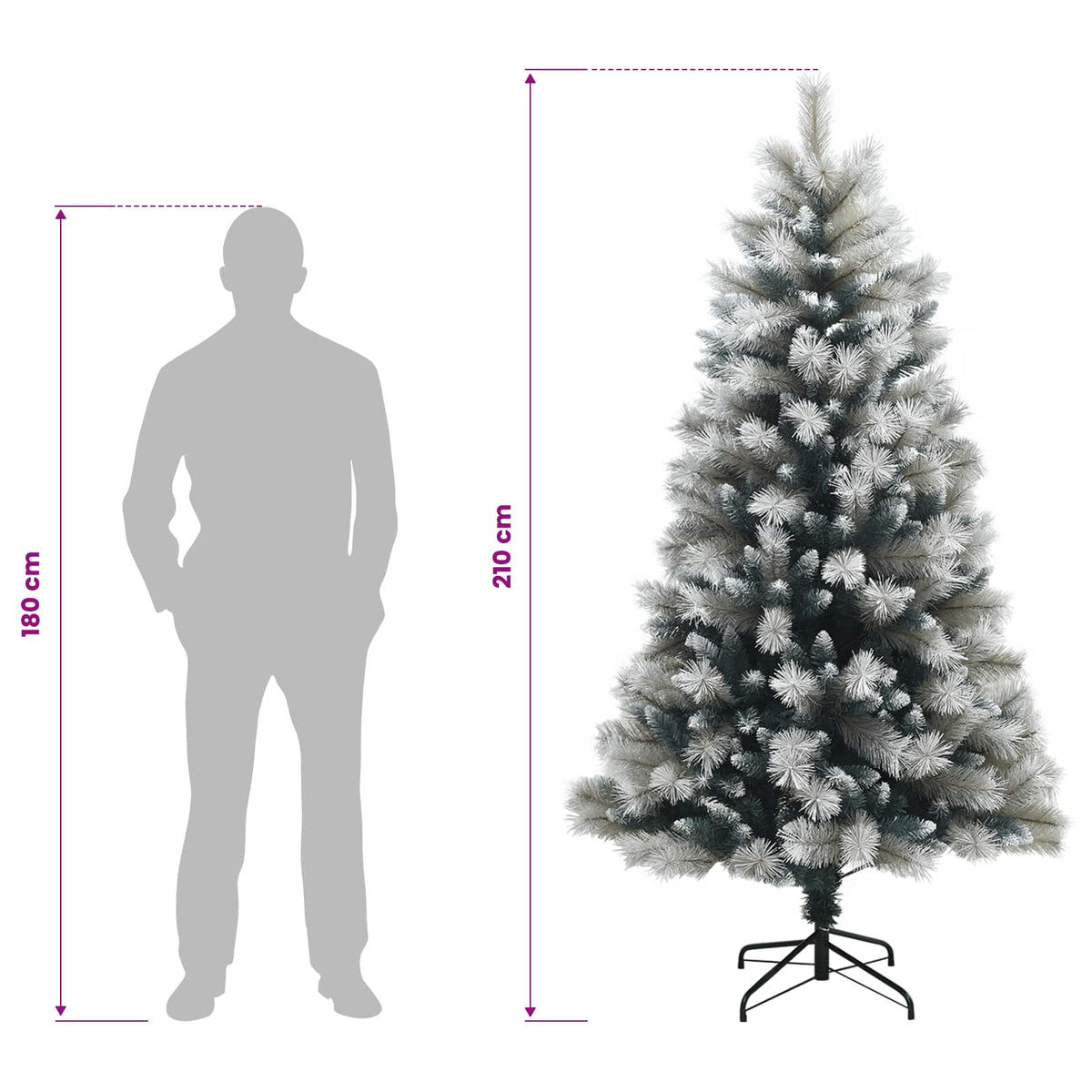 Artificial Hinged Christmas Tree 210 cm PVC and Metal