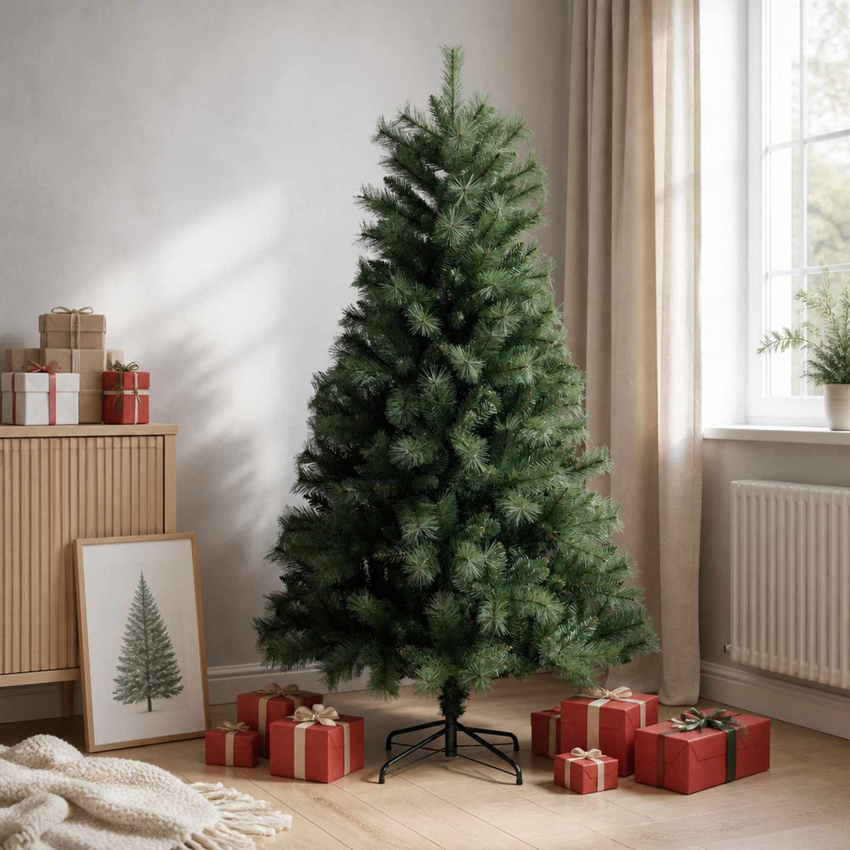 Artificial Hinged Christmas Tree 180 cm PVC and Metal Green