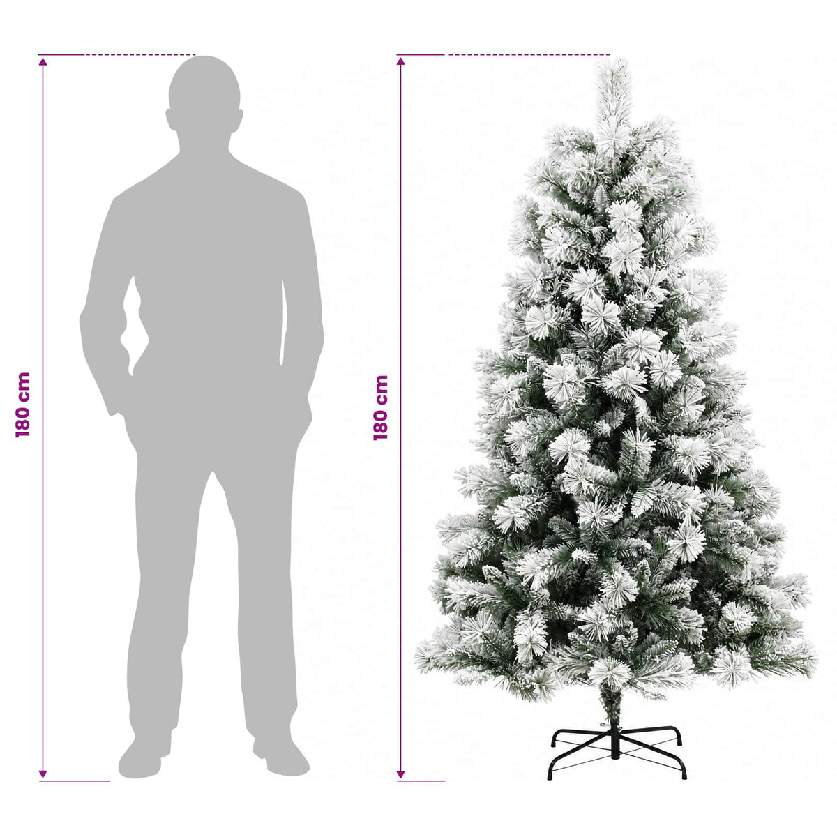 Artificial Hinged Christmas Tree 180 cm PVC and Metal