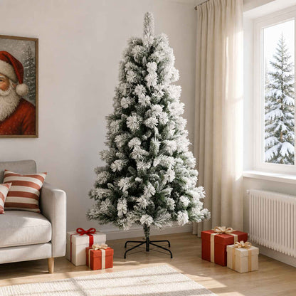 Artificial Hinged Christmas Tree 210 cm PVC and Metal