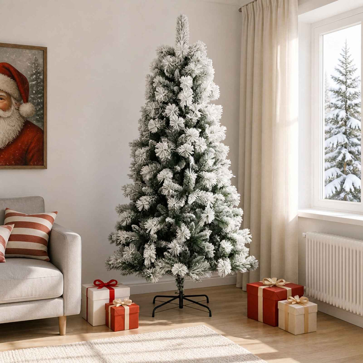 Artificial Hinged Christmas Tree 240 cm PVC and Metal