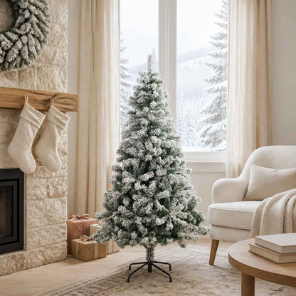 Artificial Christmas Tree 150 cm PVC and Steel Green and White