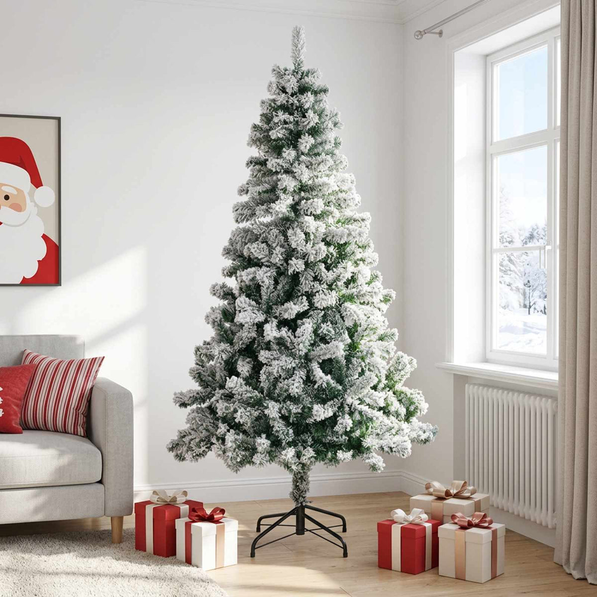 Artificial Christmas Tree 240 cm PVC and Steel Green and White