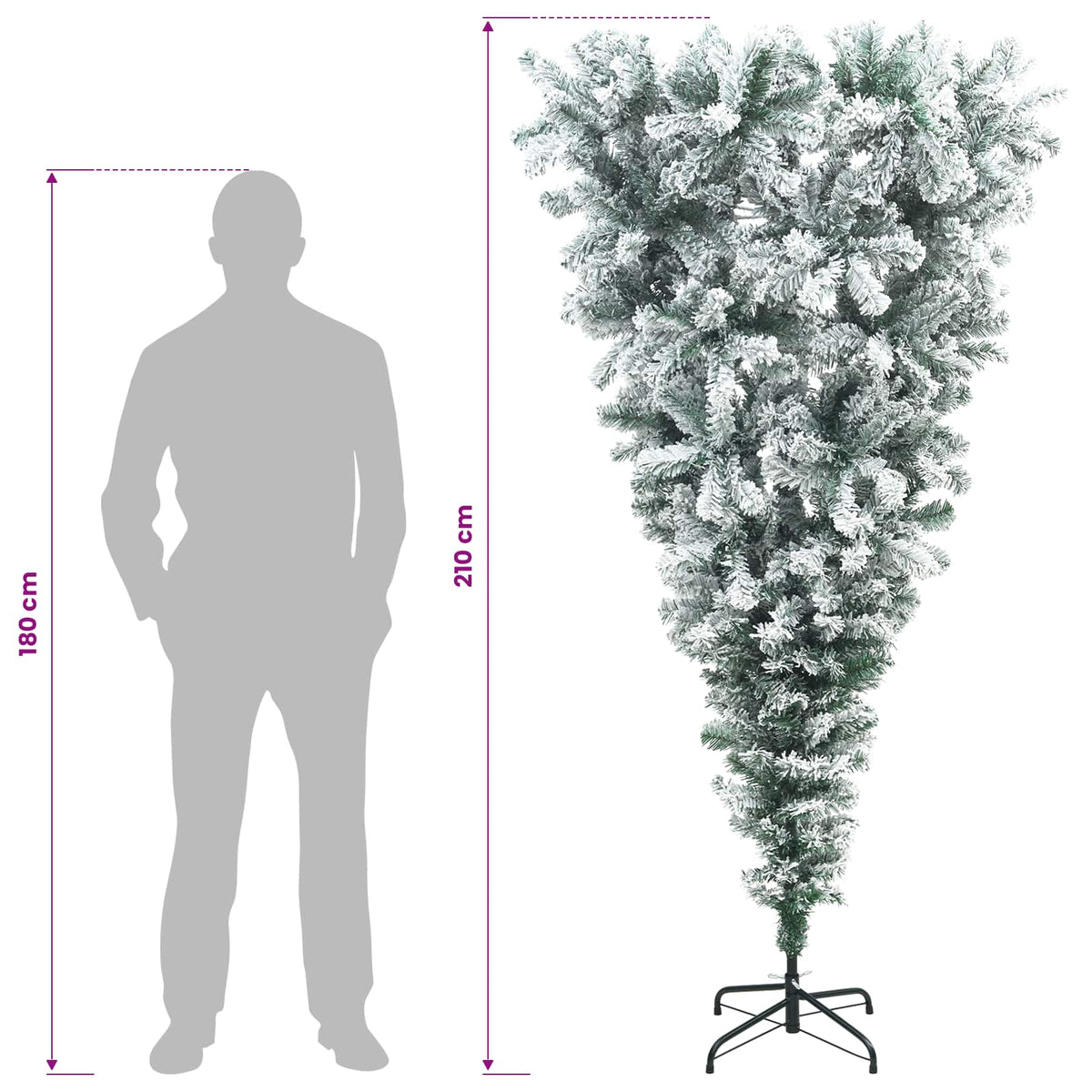Upside-down Artificial Christmas Tree 210 cm PVC and Steel