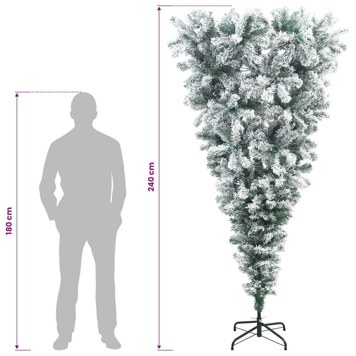 Upside-down Artificial Christmas Tree 240 cm PVC and Steel