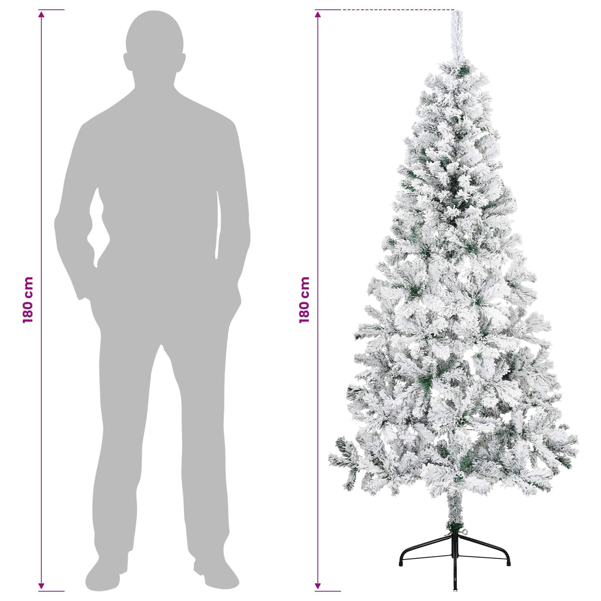 Artificial Christmas Tree 180 cm PVC and Steel Green and White