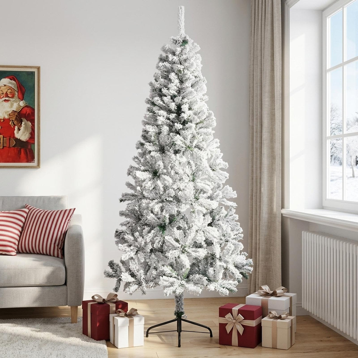 Artificial Christmas Tree 240 cm PVC and Steel Green and White