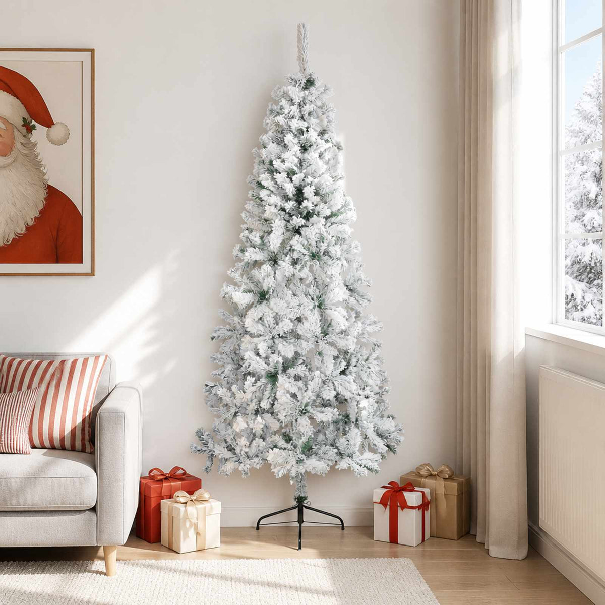 Artificial Christmas Tree 210 cm PVC and Steel Green and White