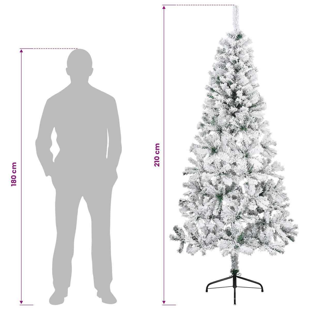 Artificial Christmas Tree 210 cm PVC and Steel Green and White