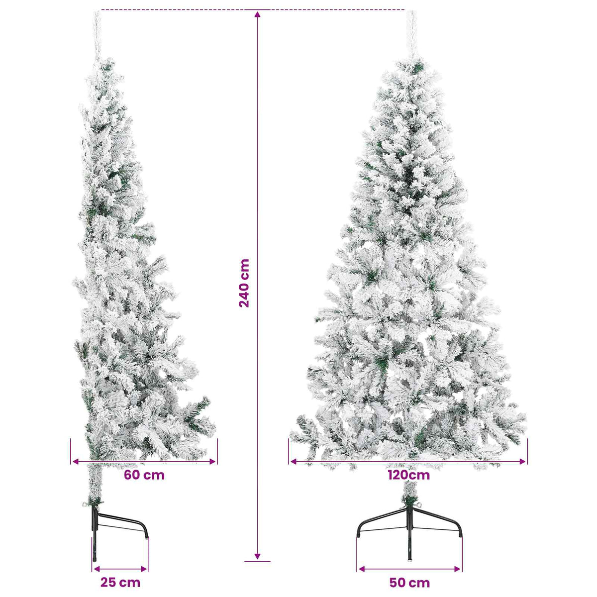 Artificial Christmas Tree 240 cm PVC and Steel Green and White