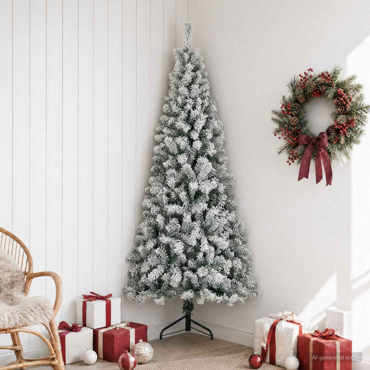 Artificial Christmas Tree 180 cm PVC and Steel Green and White
