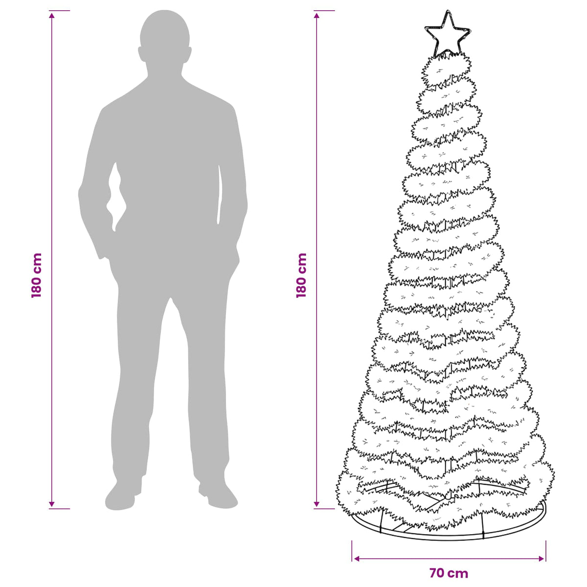 LED Tinsel Christmas Tree with Base EKENAS 180 cm 220 LEDs