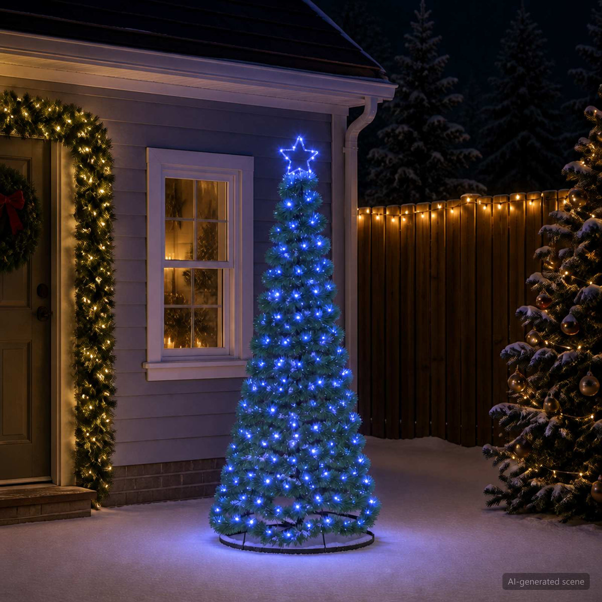 LED Tinsel Christmas Tree with Base EKENAS 180 cm 220 LEDs Blue