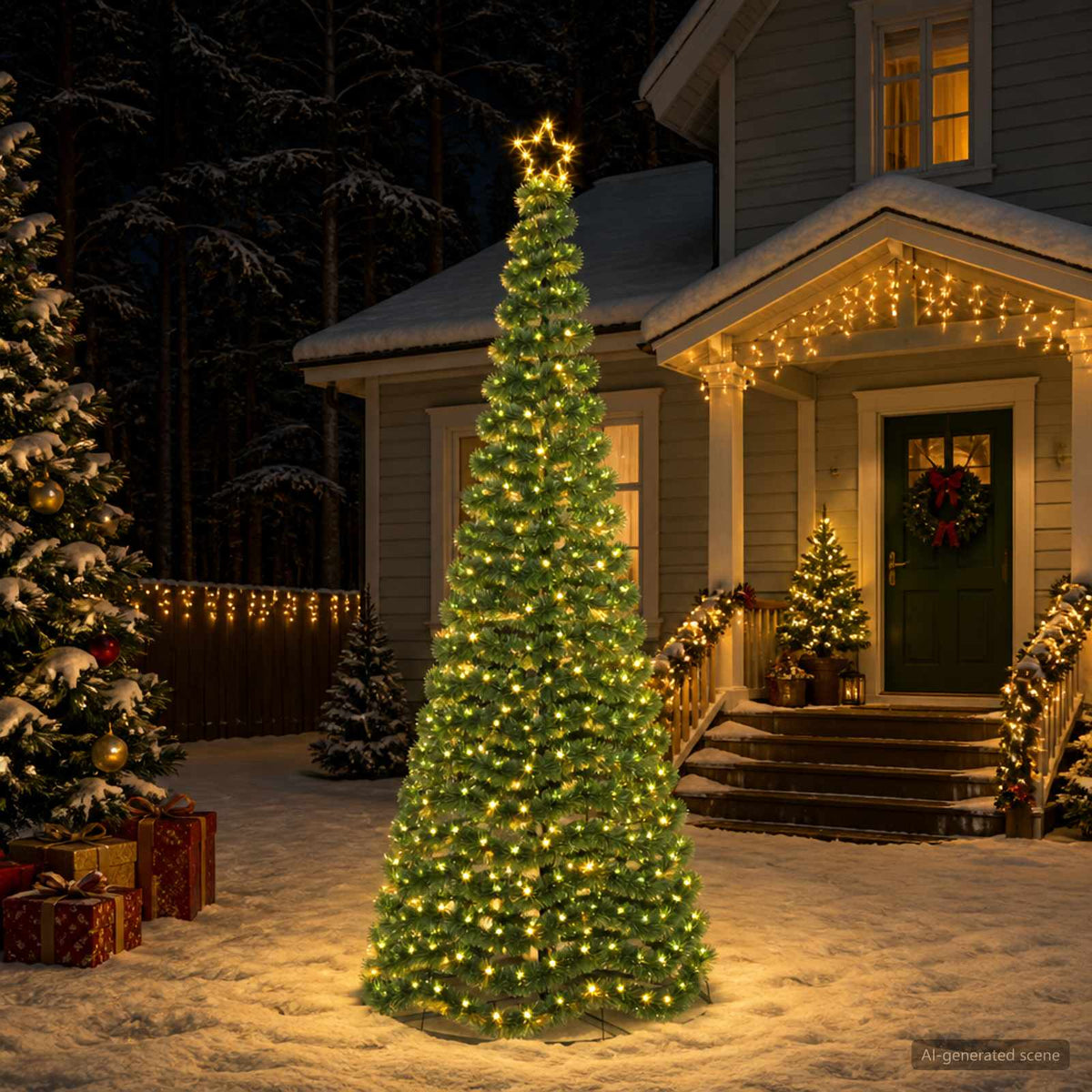 LED Tinsel Christmas Tree with Base EKENAS 250 cm 370 LEDs