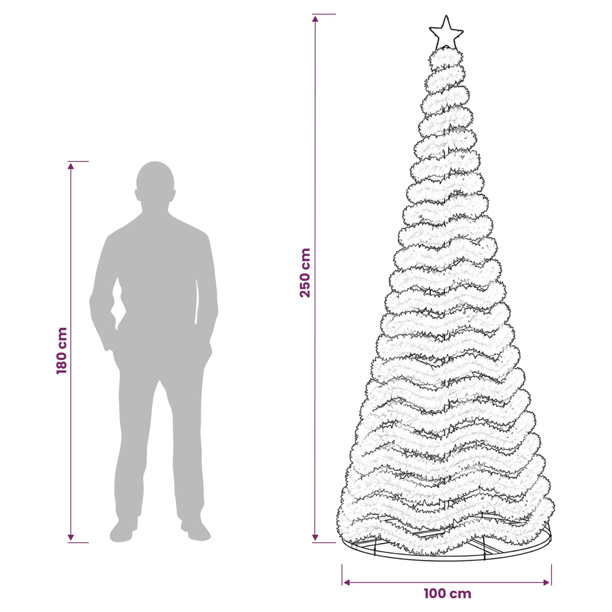 LED Tinsel Christmas Tree with Base EKENAS 250 cm 370 LEDs