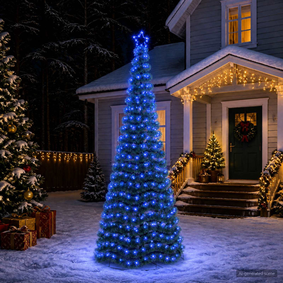 LED Tinsel Christmas Tree with Base EKENAS 250 cm 370 LEDs Blue