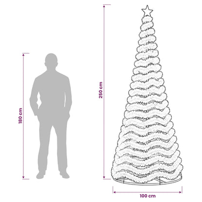 LED Tinsel Christmas Tree with Base EKENAS 250 cm 370 LEDs Blue
