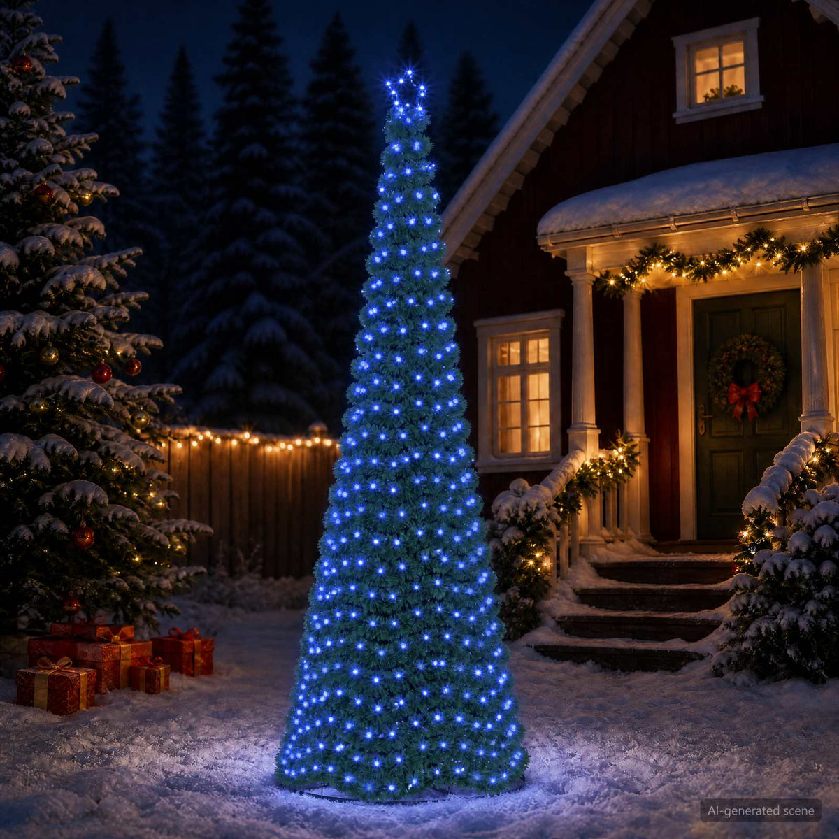 LED Tinsel Christmas Tree with Base EKENAS 300 cm 475 LEDs Blue
