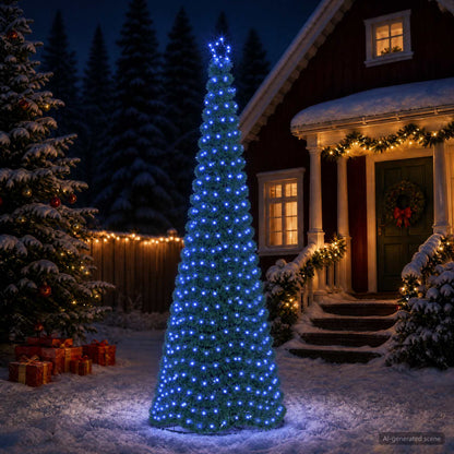LED Tinsel Christmas Tree with Base EKENAS 300 cm 475 LEDs Blue
