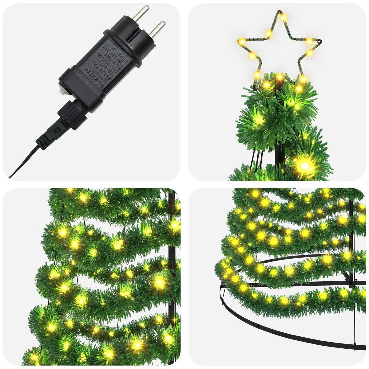 LED Tinsel Christmas Tree with Base EKENAS 400 cm 588 LEDs